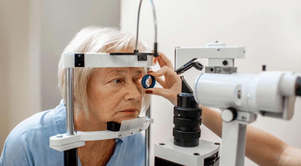 older woman getting an eye exam